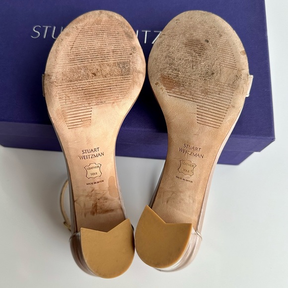 ✨STUART WEITZMAN NearlyNude Strappy Patent Leather Sandals Hush Aniline 6.5M - Picture 11 of 15